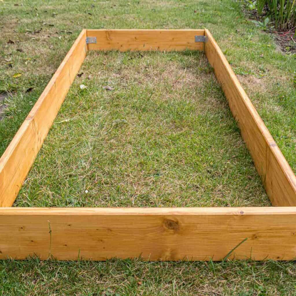 Raised garden kit from Plow & Hearth A simple DIY raised garden made from cedar lumber.