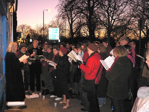 Christmas caroling at Happy Simple Living blog