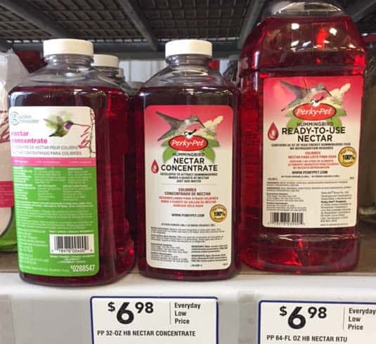 Commercial Hummingbird nectar.