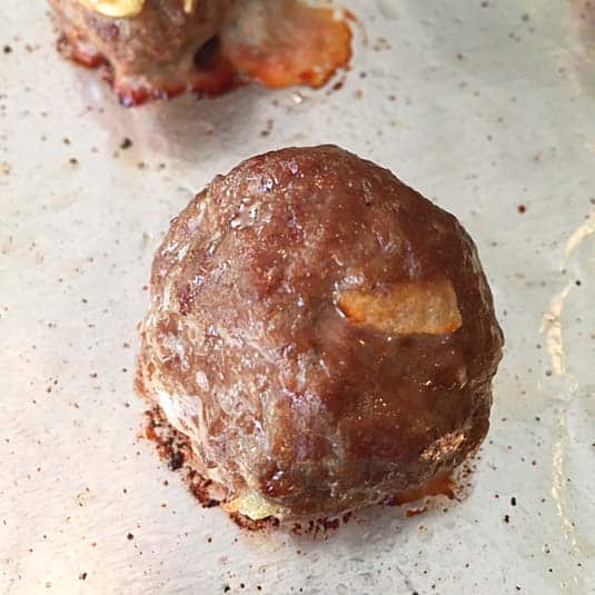 Close up of cooked homemade meatball.
