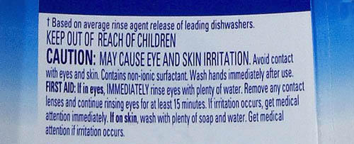 Rinse Aid Rinse aid label.