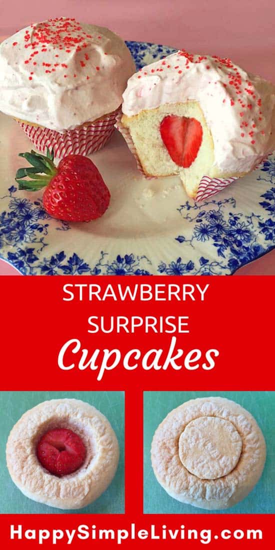Strawberry Surprise Cupcakes | #baking #strawberries #cupcakes #berries