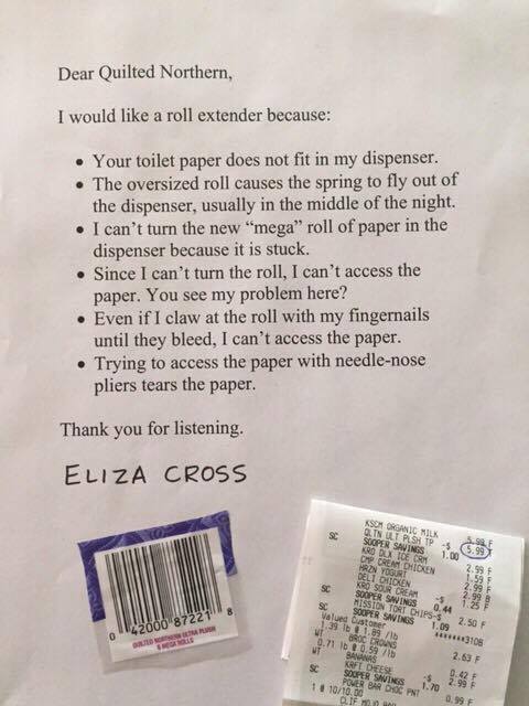 Letter to Quilted Northern